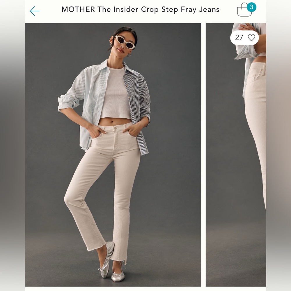 NWOT Mother Denim The Insider Crop Step Fray Jean from Anthropologie